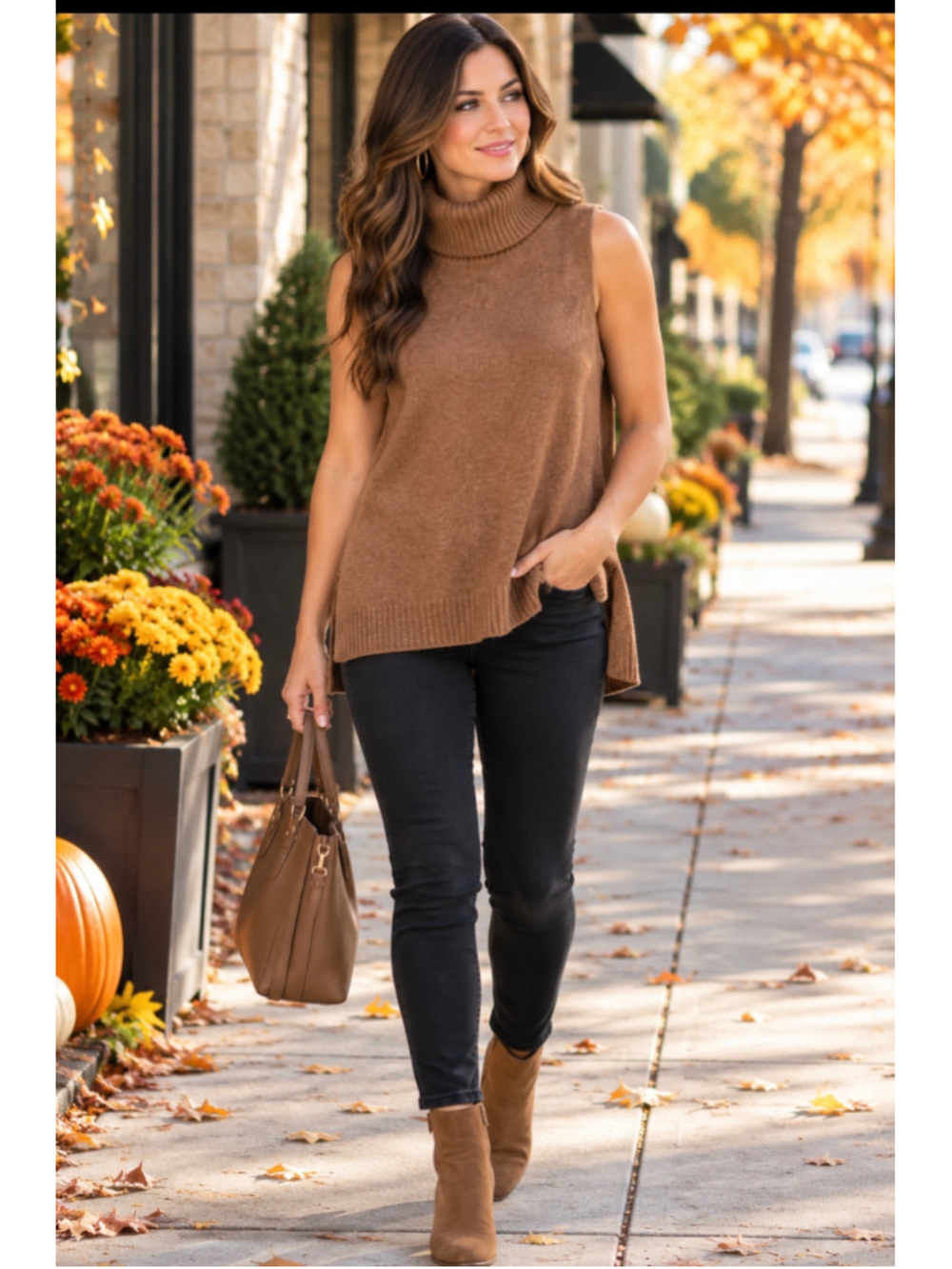 Women's J.Crew Sleeveless Cowl Neck Sweater Brown Size S